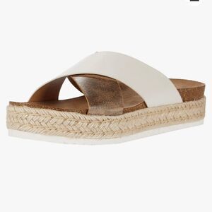 UNIONBAY Queen Espadrille Platform Open Back Chunky Cork Slide Sandal